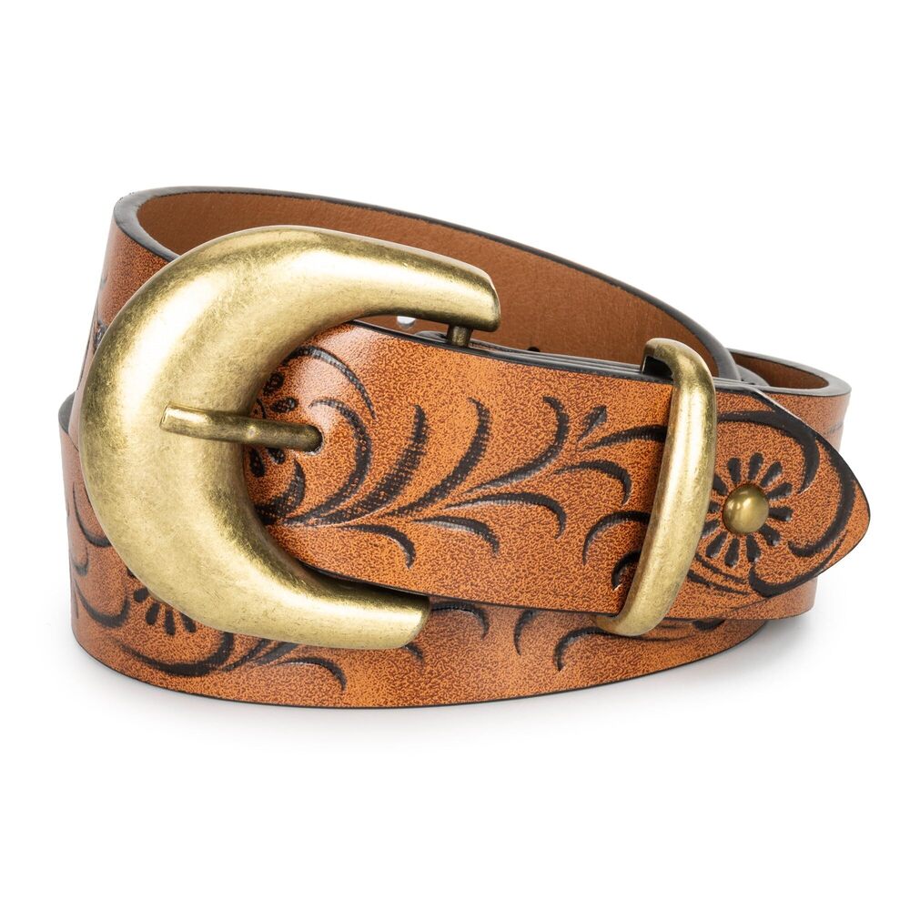 3995 Women Leather Belt For Jeans Pants Western Cowboy Cowgirl Embossed